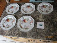Johnson Brothers "Fresh Fruit" Octagonal Dinner Plates X 5- 10" Diameter