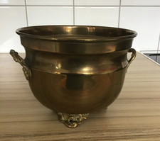 Vintage brass cauldron pot - vintage,