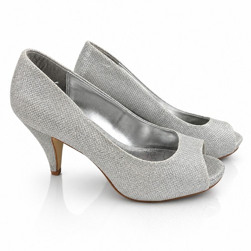 Next silver glitter peep toe - silver,