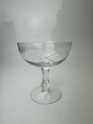 Vintage etched glass champagne - glass,