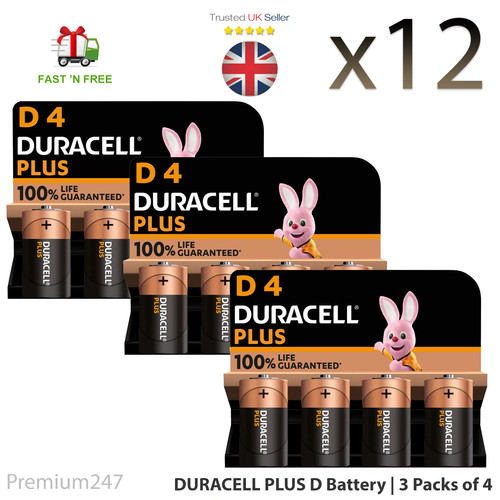 12x duracell size - d, power