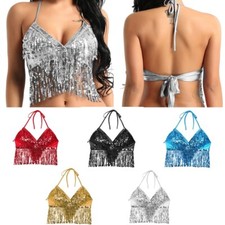 Sequin Halter Bra Top Belly