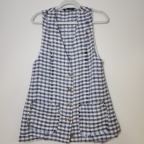 Zara vest women medium blue - vest, women's