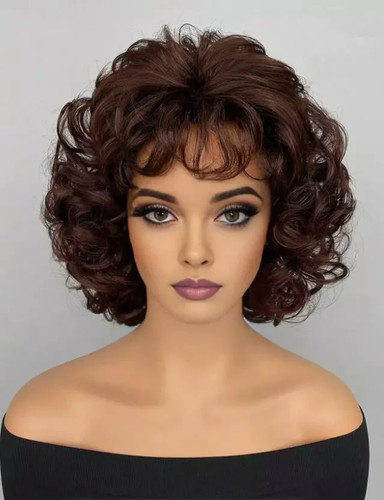 Women synthetic wig brown - synthetic,