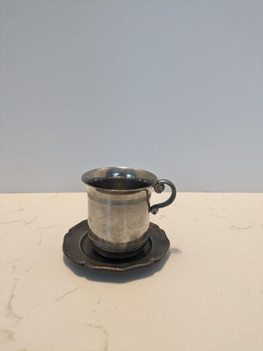 Vintage child pewter cup and - vintage, child's