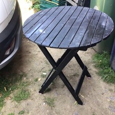 1 X Round Hardwood Folding Patio/garden table Painted Black