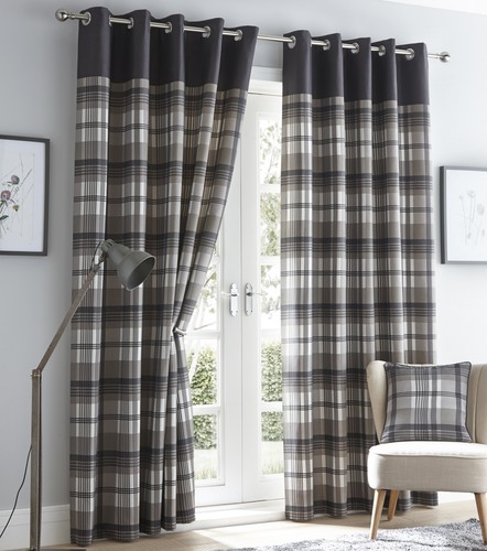 Tartan check lined curtains - tartan,