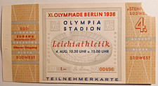 Olympia 1936 Ticket Jesse Owens Gold Medal Ticket 04/08 Olympics Berlin