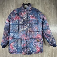 Bronte Outerwear Classic Vintage Puffer Jacket Pink Blue Size L Rare Y2K Zip Up 