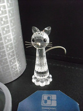 Swarovski - Upright Tall Cat - 7634070000 -Box & Cert & Old Logo.  Retd in 1991.