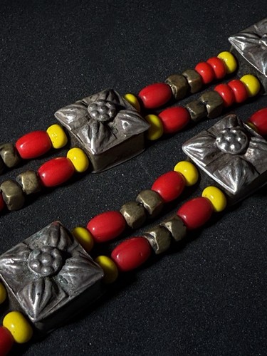 Vintage tibetan coral silver - coral,