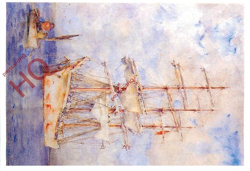 Picture postcard white - white, ship