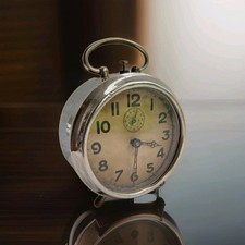 Art Deco Clock Mechanical  French Made JAZ Chrome Desktop In Good Working Order