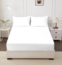 Fitted Sheet Bed Sheets Poly Cotton Percale Single Double King Super King Size