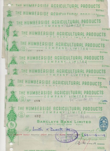 Cheques used 1940 s - (b02),