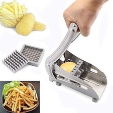 Potato Chipper Chip Chopper Cutter Slicer Maker & 2 Steel Edges French Fries