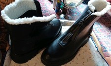 Black Faux Leather Zip Borg-Lined Chelsea Boots 8Qty: 1