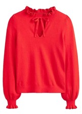 Boden Ruffle Tie-Neck Wool