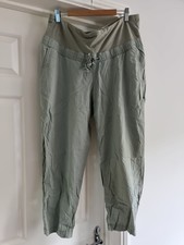 H&M Mama Maternity Under Bump Linen Trousers Light Green Size Large