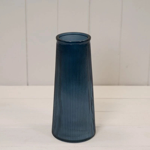 Blue glass stem bottle vase - blue,
