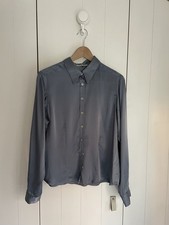 GERARD DAREL Sz 44 UK 16 Petrol blue  100% Silk Blouse
