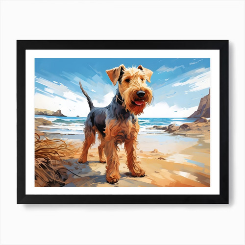 Terrier the beach art print - art,