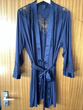 Women's B By Ted Baker Navy Blue Lace Dressing Gown / Night Robe Size 12/14