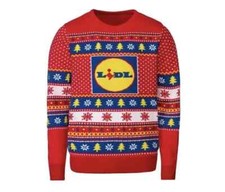 OFFICIAL LIDL MEN'S CHRISTMAS RED LOGO JUMPER SIZES S/M/L/XL