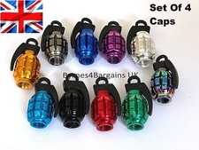 Tyre Valve Dust Caps Grenade Bike Motorcycle Alloy X 4 UK Seller FITS ALL CARS