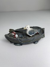Home Decor Resin Boat TRINKET Ornament Dark Handmade decoration seagull CHIPPED
