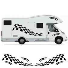 Caravan Campervan Motorhome Flag Chequer Style Stripe Decal Sticker Graphics Set