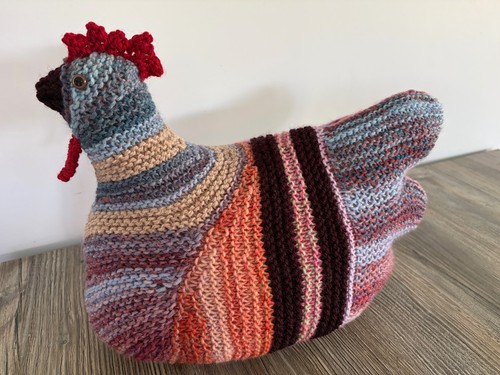 Hand knitted chicken georgie - hand, chicken: