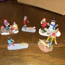 Selection Of 5 Lemax Figurines With Dogs Ideal For Christmas Village