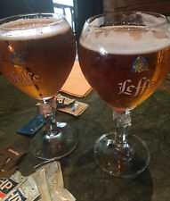 2 Leffe Belgian Beer Glasses - 33cl - Stemmed - VGC