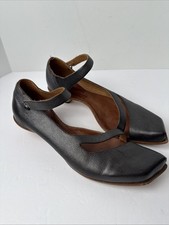 Cydwoq Penta Hand Made in USA Mary Jane Pewter/ Black Leather Womens Sz 37.5
