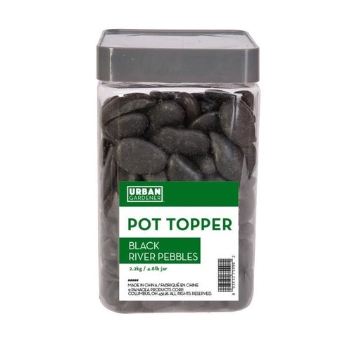 Black river pebbles - black, pot