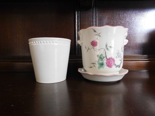2no glazed ceramic round - round, plant