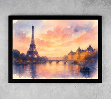 Paris at Dusk Watercolour