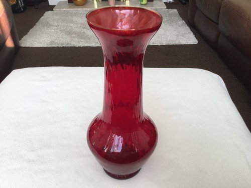 Red clear glass flower - glass, vase