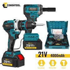 21v Cordless Impact Wrench and Drill Driver Set with 2x4000mAh Battery & Charger