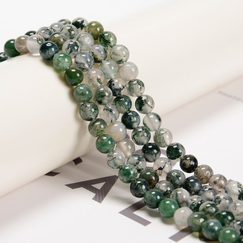 Green moss agate smooth - smooth, round