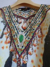 EMBELISHED KAFTANS TOP PURE CREPE SILK MADE IN INDIA ONE SIZE NEW WITHOT LABELS