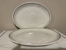 Churchill Hotelware 2 X Super Vitrified Oval Plates Grey & Brown Speckled