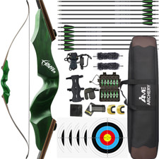 60" Recurve Bow Arrow Set Archery 20-60lbs Bamboo Core Limbs Shoot Hunting RH LH