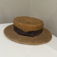 Vintage Ridgmonk Straw Boater Hat 1930s – Brown Band – For Restoration