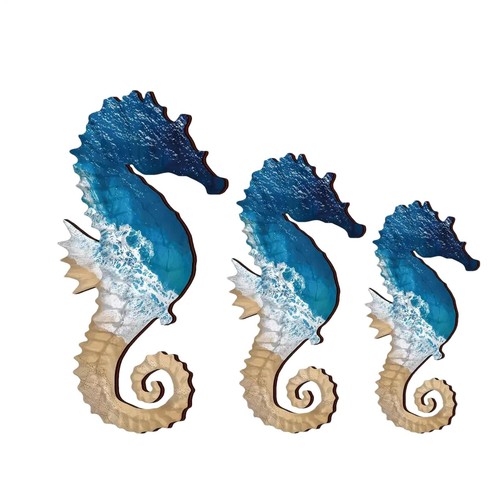 3pcs wooden seahorse - 3pcs,
