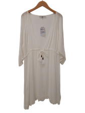 HEIDI KLEIN Ladies UK Size XL White Drawstring Beach Wear Cotton Dress Pre Loved