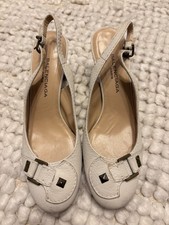 Women’s Balenciaga Cream Leather Sling Back Kitten Heel Court Shoes Size 5