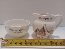 Vintage Wedgwood Peter Rabbit Creamer & Sugar Bowl Discontinued Numbered 15 & 30