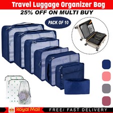 10Pcs Packing Cubes Luggage Storage Organiser Compression Suitcase Travel Bag UK